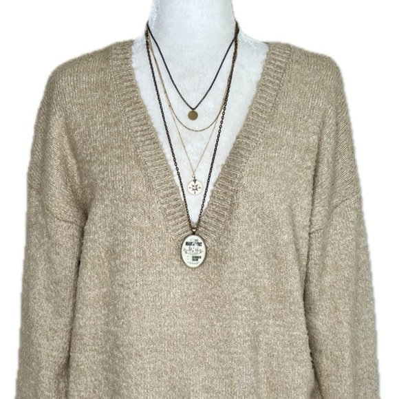 Forever 21 Sweater V Neck Long Sleeve Pullover Plus Size Oatmeal Camel Tan 3X - Picture 13 of 13